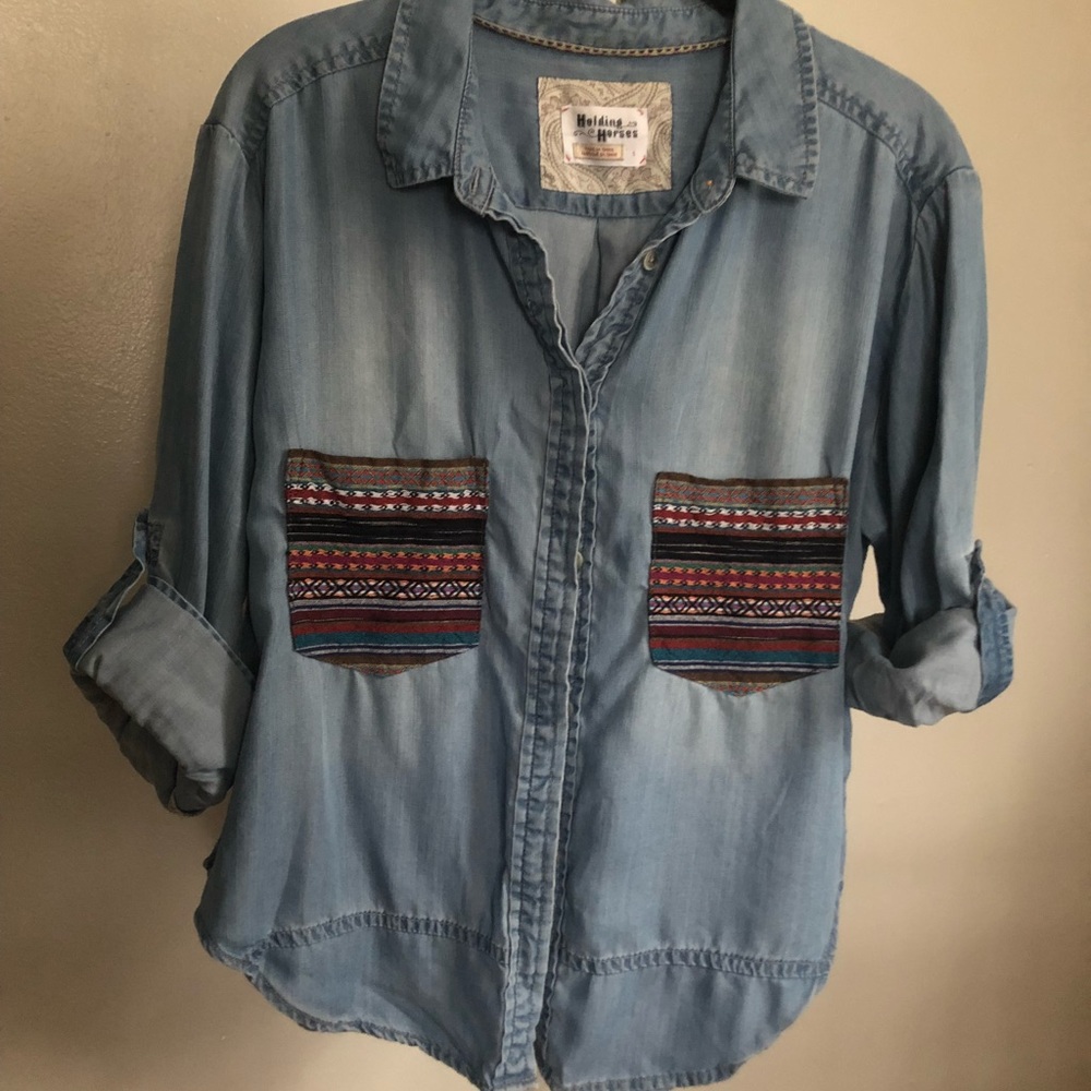 Anthropologie denim button-up